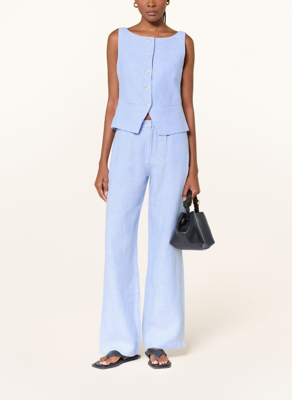 SAMSØE  SAMSØE Kamizelka typu blezer SALOVES z lnu JASNONIEBIESKI