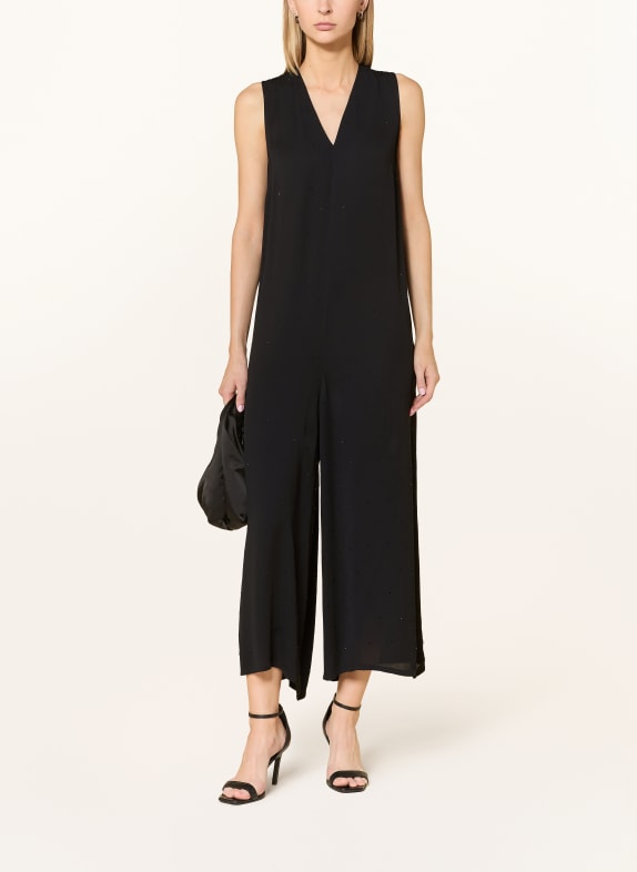 ELENA MIRO Jumpsuit mit Schmucksteinen SCHWARZ