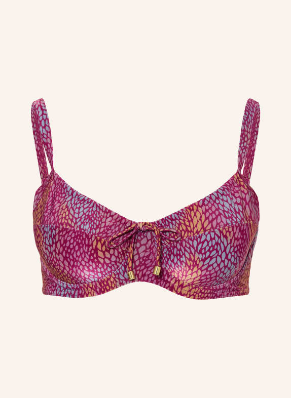 CYELL Bügel-Bikini-Top BURGUNDY DROPS FUCHSIA / BLAUGRAU / DUNKELGELB