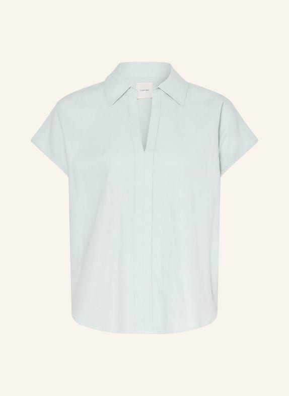 Calvin Klein Tričko s límečkem z lnu MÁTOVÁ