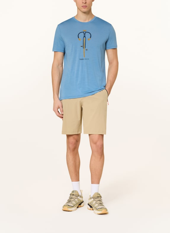 super.natural T-shirt VINTAGE BIKE met merinowol BLAUW