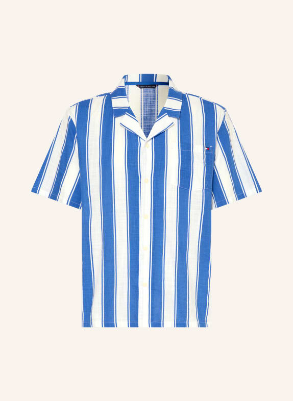 TOMMY HILFIGER Košile s krátkým rukávem Comfort Fit TMAVĚ MODRÁ / BÍLÁ