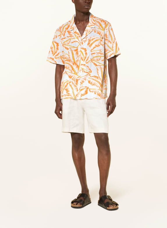 TOMMY HILFIGER Korte mouwen overhemd Comfort Fit ORANJE / BLAUWGRIJS / NEONGEEL