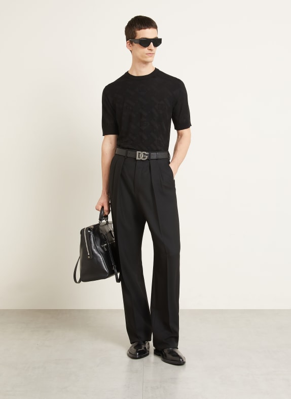 DOLCE & GABBANA Gebreid poloshirt van zijde ZWART