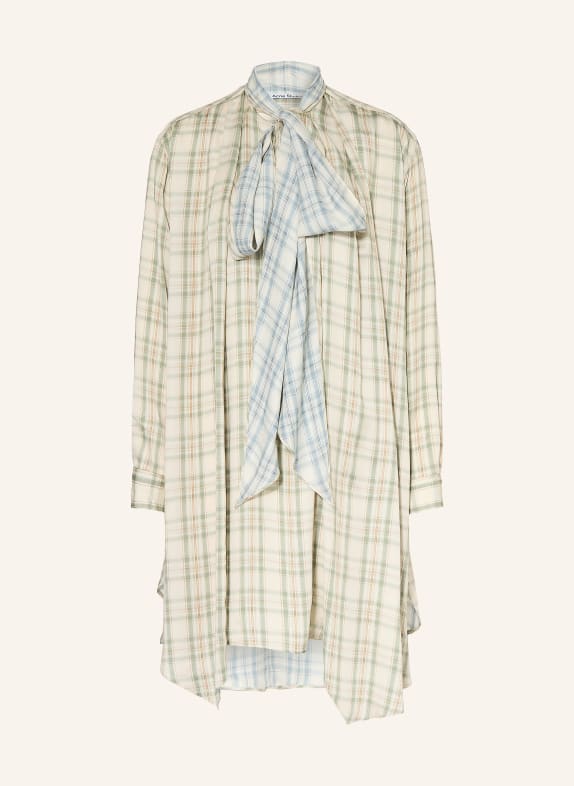 Acne Studios Schluppenkleid aus Satin CREME / BRAUN / HELLGRÜN