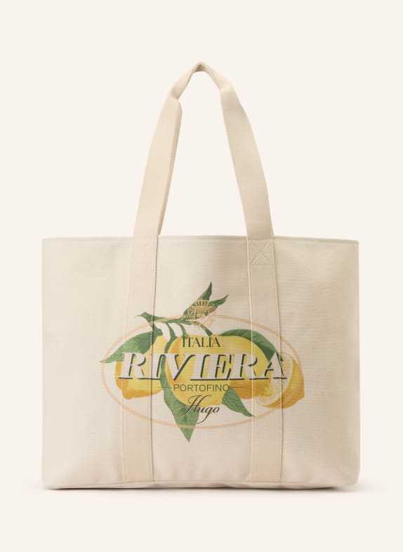 HUGO Torba na zakupy BECKY ECRU / ŻÓŁTY / ZIELONY