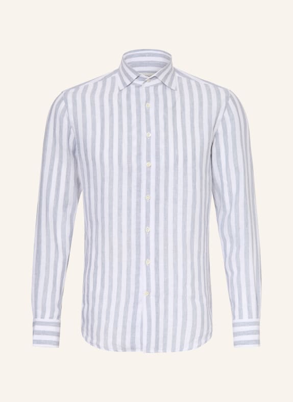 PROFUOMO Koszula lniana o kroju slim fit SZARONIEBIESKI / BIAŁY