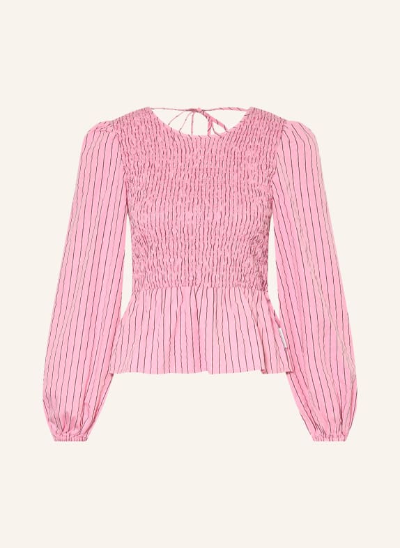 Marc O'Polo DENIM koszulka z dekoltem w serek MOCNORÓŻOWY / CIEMNOCZERWONY / BIAŁY