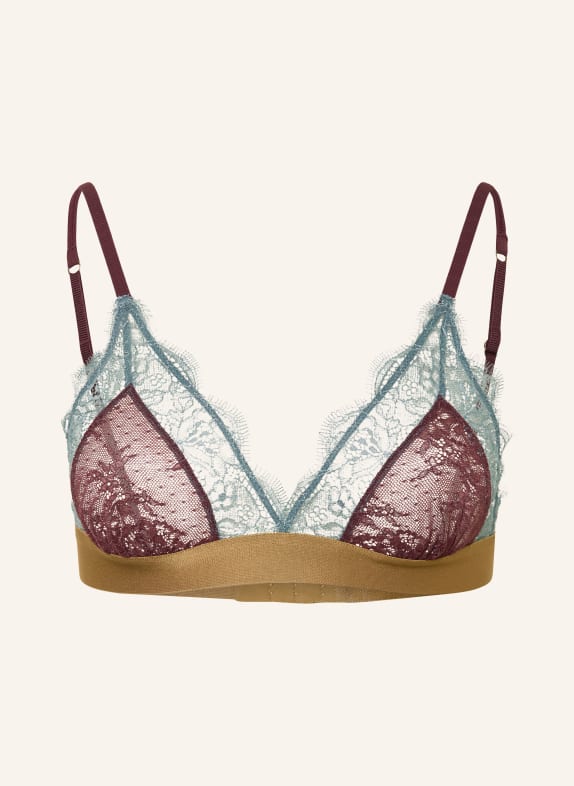 LOVE Stories Trojúhelníková podprsenka LOVE LACE TMAVĚ ČERVENÁ / ČERNOŠEDÁ / OLIVOVÁ