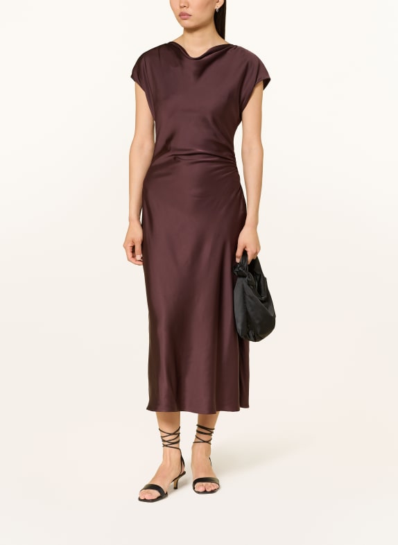 LIU JO Satynowa sukienka CIEMNOBRĄZOWY