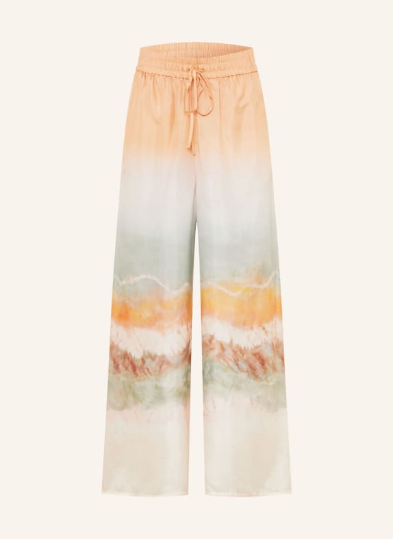 ZIMMERMANN Pantaloni din mătase DAYLIGHT CREM / PORTOCALIU DESCHIS / MENTĂ