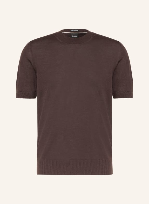 BOSS Knitted shirt UMAURO DARK BROWN