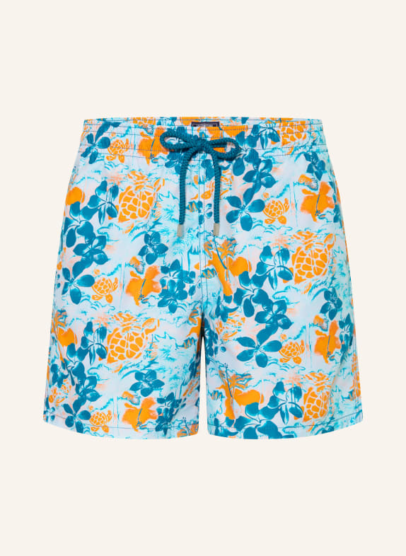 VILEBREQUIN MOOREA Swim Shorts LIGHT BLUE / ORANGE / TEAL
