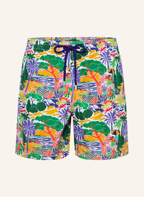 VILEBREQUIN MOOREA Swim Shorts GREEN / LIGHT ORANGE / BLUE