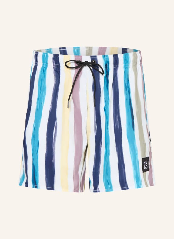 HUGO DINO Swim Shorts OLIVE / BLUE / WHITE