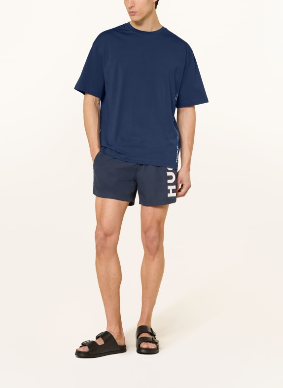 HUGO T-shirt TIKI DONKERBLAUW / WIT
