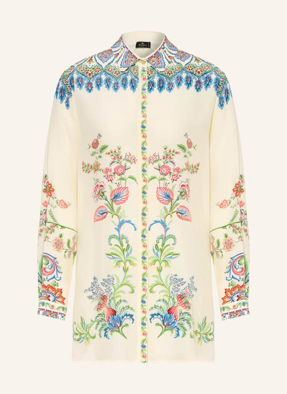 ETRO Hemdbluse aus Seide CREME / HELLROT / BLAU