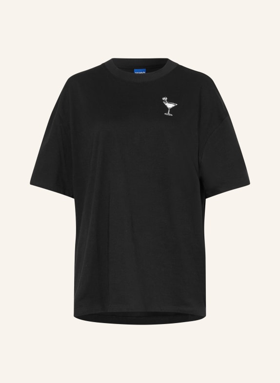 HUGO Koszulka oversize CZARNY / BIAŁY