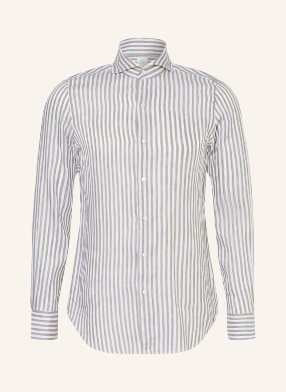 FINAMORE 1925 Koszula TOKYO SERGIO Slim Fit z lnu OLIWKOWY / BIAŁY