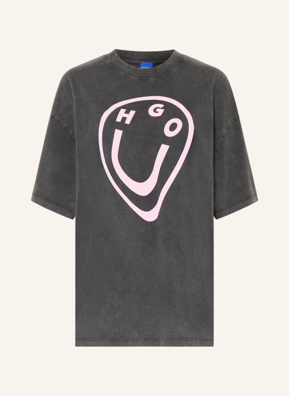 HUGO Oversized-Shirt DUNKELGRAU / ROSA