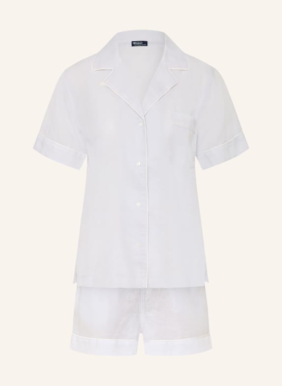 POLO RALPH LAUREN Shorty-Schlafanzug mit Leinen BLAUGRAU / WEISS