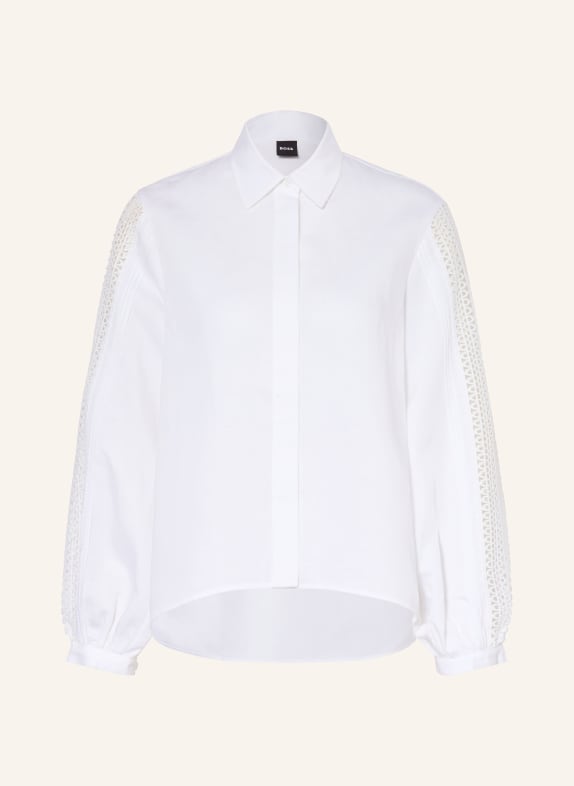 BOSS Hemdbluse BADORA mit Lochspitze WEISS