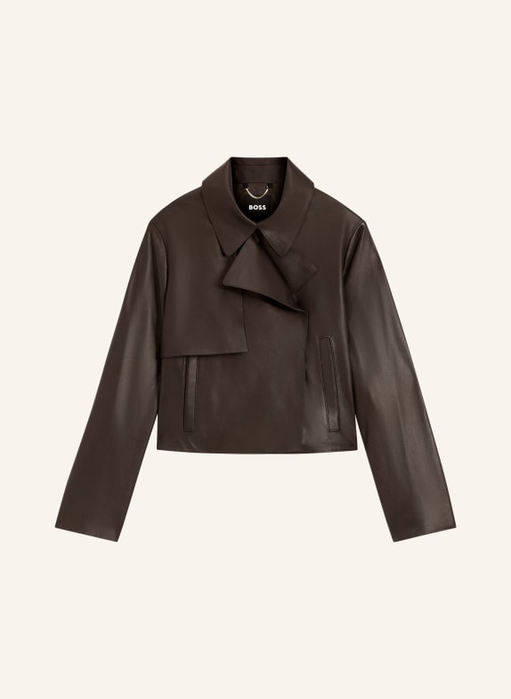 BOSS Lederjacke SARCAE DUNKELBRAUN