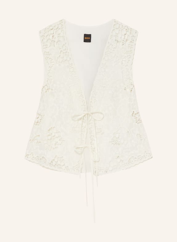 BOSS Weste IRIKA im Materialmix mit Lochspitze WEISS