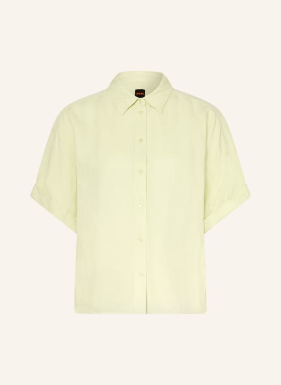 BOSS Košile BISENAS s lnem SVĚTLE ZELENÁ