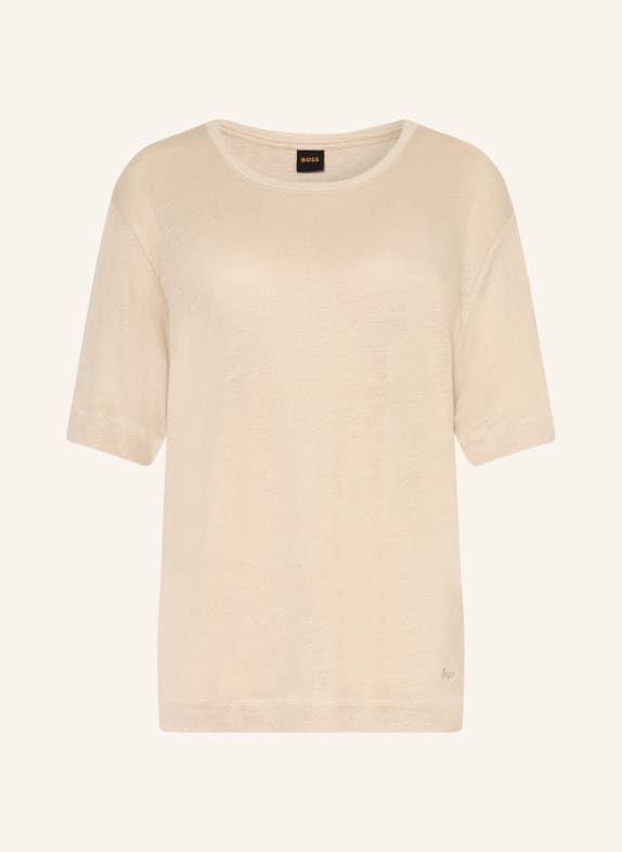 BOSS Koszulka EMMA z lnu BEŻOWY