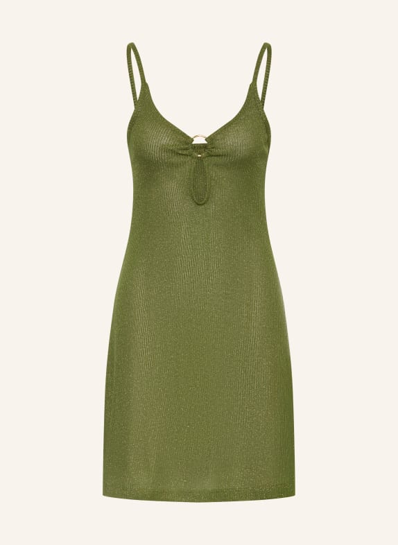 BANANA MOON COUTURE Robe de plage NYMIS GOLDENRIB avec fil pailleté VERT / OR