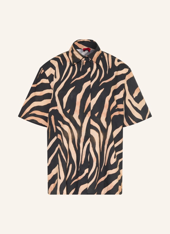 HUGO Hemdbluse CAMULE SCHWARZ / HELLBRAUN / BEIGE