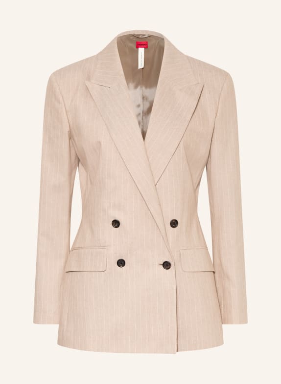 HUGO Blazer AZENIA mit Glitzergarn HELLBRAUN / CREME