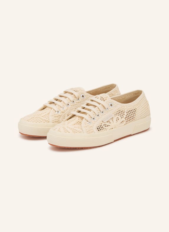 SUPERGA Tenisky NET FLOWER CROCHET KRÉMOVÁ
