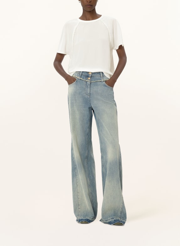 LUISA CERANO Blouse van gemengde materialen WIT