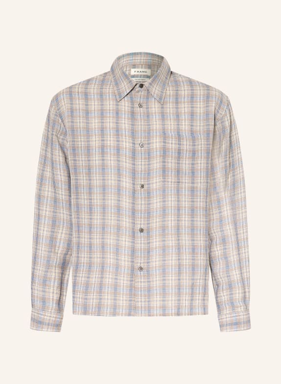FRAME Overhemd met comfortabele pasvorm en linnen BLAUW / LICHTBRUIN / BEIGE