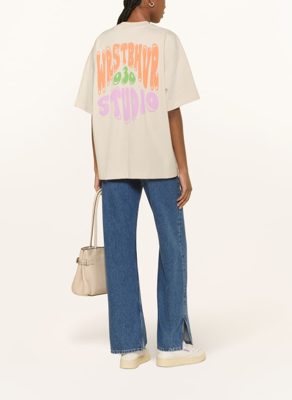 WRSTBHVR T-shirt FLYNN CRÈME / PAARS / ORANJE