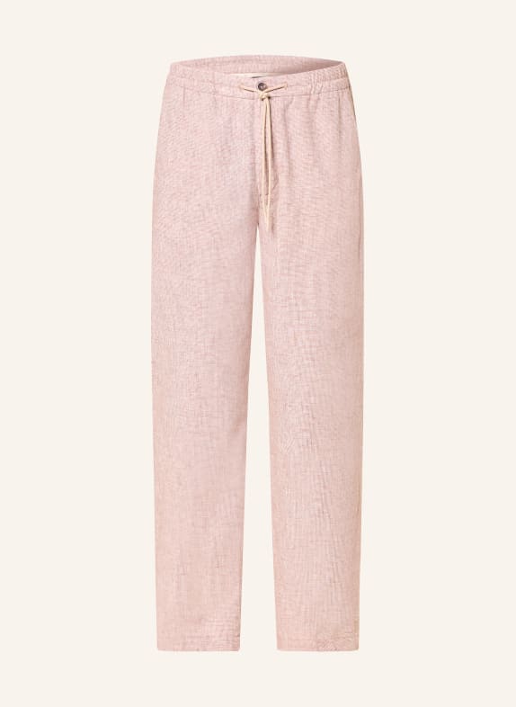 ALBERTO Pantalon chino LUIS coupe large en lin CHAMEAU / BLANC