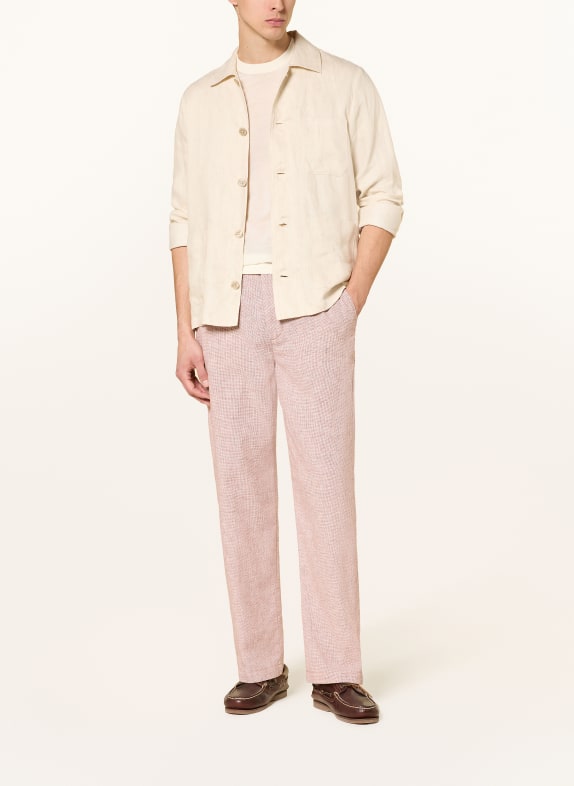 ALBERTO Chino LUIS Wide Fit met linnen CAMEL / WIT