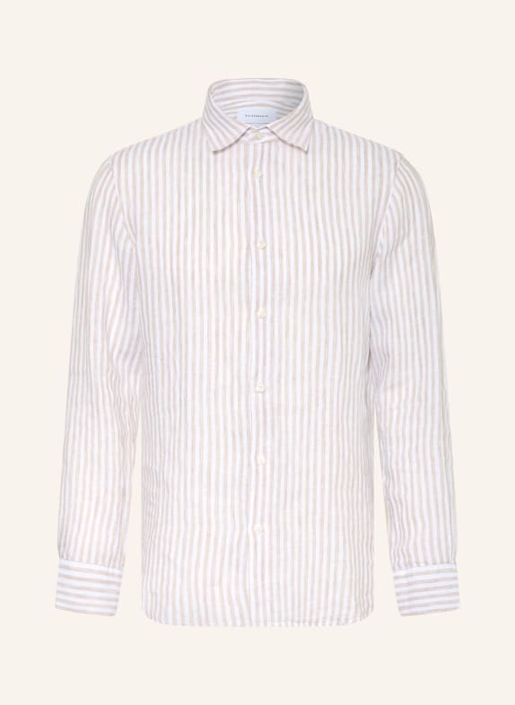 BALDESSARINI Leinenhemd Slim Fit BEIGE / WEISS