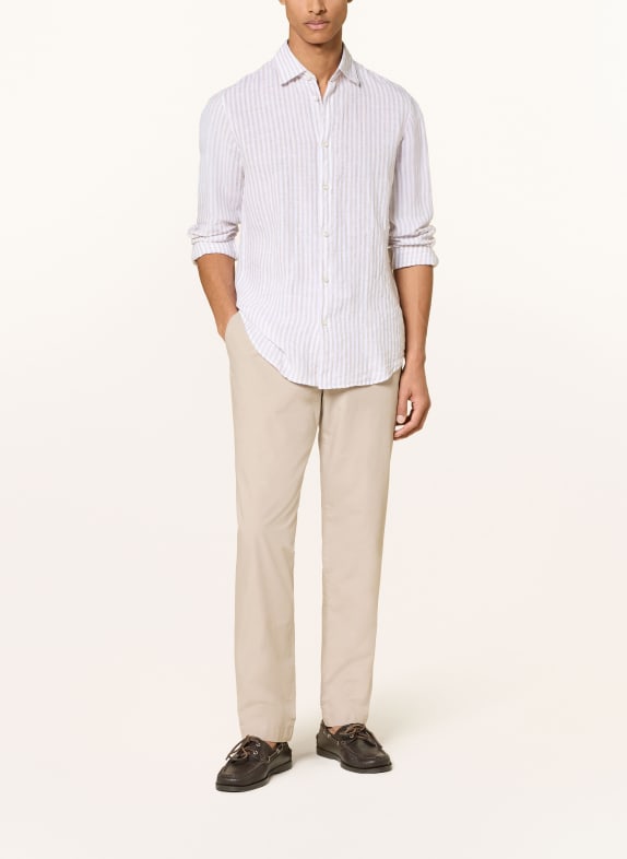 BALDESSARINI Linnen overhemd, slim fit BEIGE / WIT