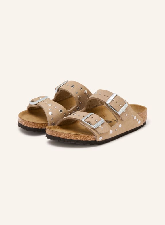 BIRKENSTOCK Pantoletten ARIZONA RIVET BORDER mit Nieten TAUPE