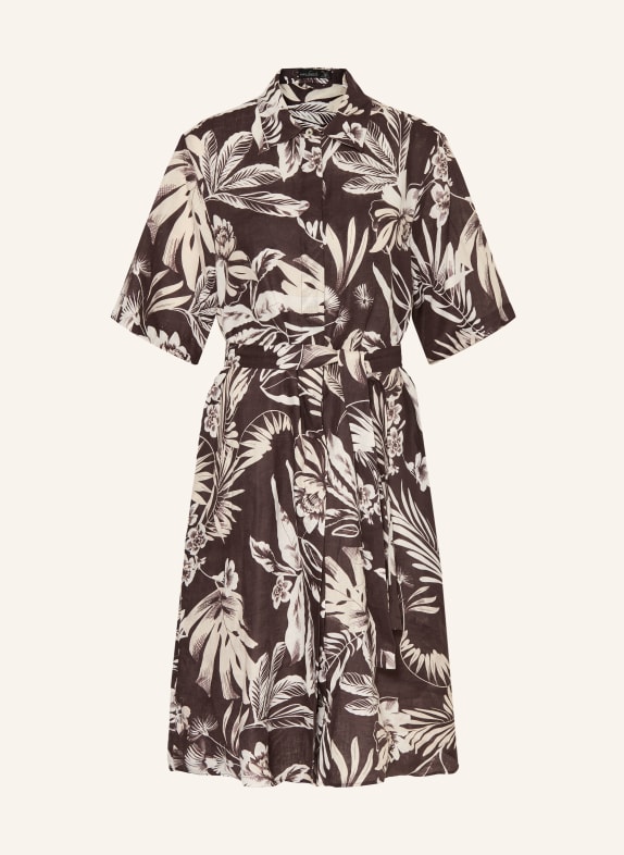 van Laack Robe chemise VL-KAIMAH-SVKN en lin MARRON FONCÉ / BLANC