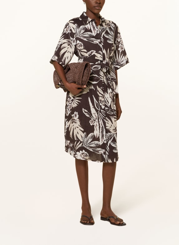 van Laack Linnen overhemdjurk VL-KAIMAH-SVKN MARRON FONCÉ / WIT