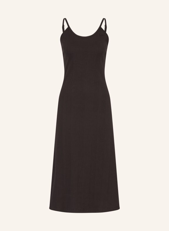 LACOSTE Jerseyové šaty TMAVĚ HNĚDÁ