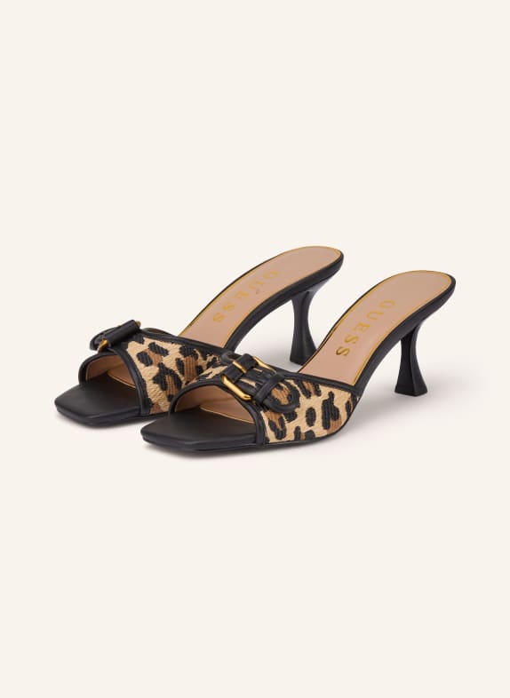 GUESS Mules DISTA2 BLACK / LIGHT BROWN / BROWN