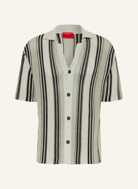 HUGO SEESORN Comfort Fit Knit Shirt LIGHT GREEN / BLACK