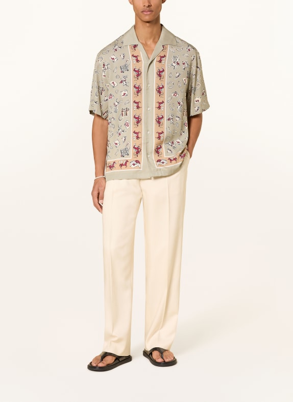 HUGO Resorthemd ESPINO Comfort Fit OLIJF / CAMEL / DONKERROOD