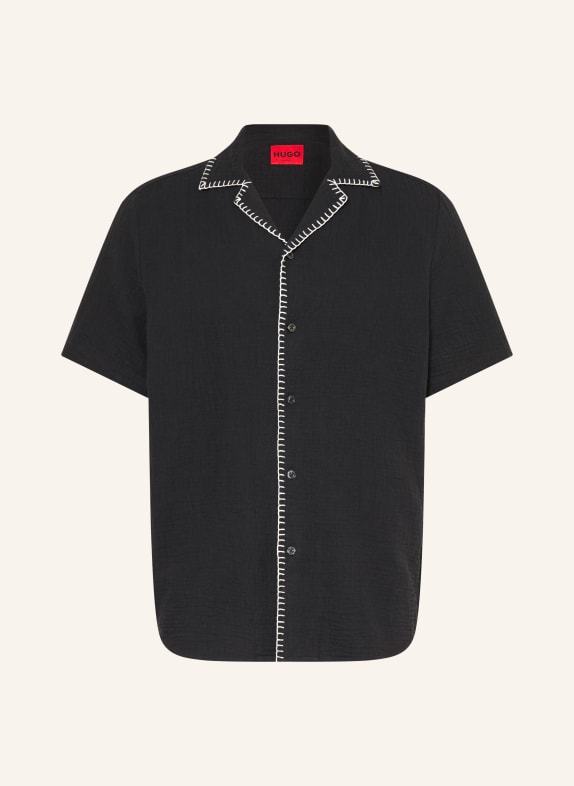 HUGO Resorthemd ELLINO Straight Fit ZWART / WIT