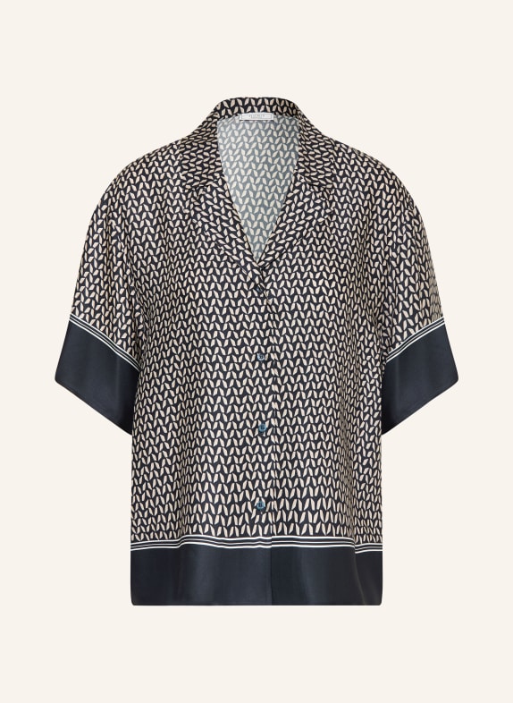 PESERICO Satijnen blouse DONKERBLAUW / BEIGE / CRÈME